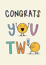 Congrats You Two - Cute & Colourful Engagement Card created by Muses & May