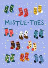 Cute Christmas Card - Mistle-Toes - Patterned Wooly Socks created by Pear Tree Press