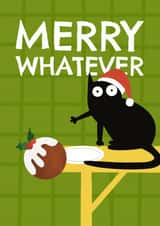 Funny Christmas Card - Merry Whatever - Cat created by AbiGoLucky