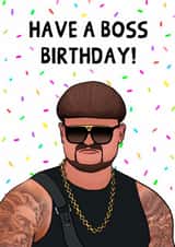 Funny Birthday Card - Ibiza Final Boss created by Swish & Scribble
