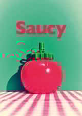 Funny Anniversary Card - Saucy - Retro Tomato Ketchup Bottle created by Ornament Art