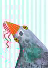 Cute Birthday Card - Pigeon - Party Hat created by Rebecca Bland