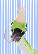 Cute Birthday Card - Snake - Party Hat created by Rebecca Bland