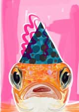 Cute Birthday Card - Fish - Party Hat created by Rebecca Bland
