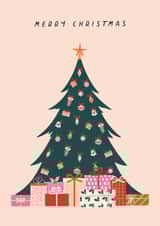 Classic Christmas Card - Christmas Tree - Presents created by Sad Girl Illustration