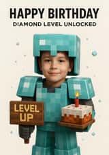 Funny Birthday Card For Minecraft Fan — Diamond Level Unlocked created by Proper Cards