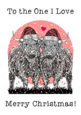 Cute Christmas Card - Wife- Husband- Boyfriend- Girlfriend- Highland Cows created by Beth Higgins Art