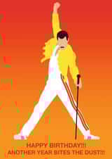 Fun Birthday Card - Freddie Mercury - Another Year Bites The Dust created by Paul Jones
