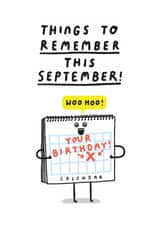 Cute Birthday Card - Calendar Reminder - September Birthday created by mungo and shoddy