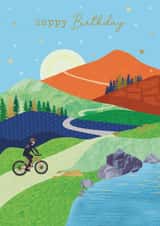 Classic Birthday Card - Mountain Biking created by Nigel Quiney