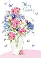 Traditional Birthday Card - Floral Bouquet With Butterflies created by Nigel Quiney