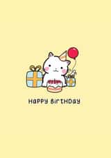 Cute Cat Birthday Card | Kawaii Illustration | Happy Birthday created by @TheGrafixCat