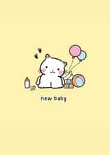 Cute Cat New Baby Card | Kawaii Cat | New Baby created by @TheGrafixCat