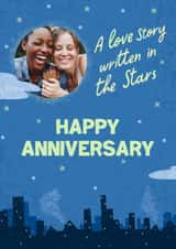 Personalised Anniversary Photo Card created by Running with Scissors - Classic Anniversary Card - Love Story Written In The Stars
