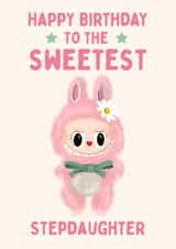 Cute Birthday Card - Sweetest Stepdaughter - Labubu Doll created by Hello Fridays Studio