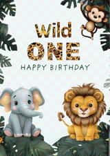 Cute Wild One Birthday Card for 1st Birthday created by  La Luna Studio
