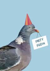 Funny Birthday Card - Party Pigeon created by Robyn May Henry