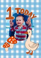 Personalised Birthday Photo Card created by Soph AC Studio - Cute Birthday Card - 1st - Goose