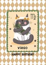 Cute Birthday Card - Virgo - Cat created by Nicola Watson