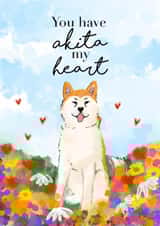 Cute Anniversary Card - Akita Lovers - Dog Lovers - Just because created by VISIBLEINK