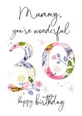 Classic Birthday Card - 30th - Wonderful Mummy created by Katie Phythian Design