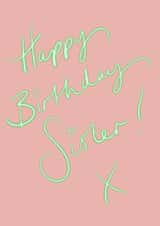 Pink happy birthday sister card created by Winifred & The Wolf