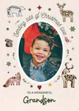 Personalised Christmas Photo Card created by Choo Choo - Cute Christmas Card - For Grandson - Nordic Animals