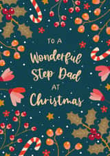 Classic Christmas Card - For A Wonderful Step Dad - Festive Foliage created by The Pattern Press