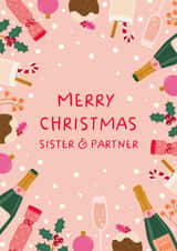 Classic Christmas Card - For Sister And Partner - Holly & Ivy created by The Pattern Press