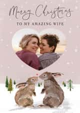 Personalised Christmas Photo Card created by Making Meadows Ltd - Classic Christmas Card - For Wife - Rabbits