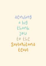 Thank You Card - Samaritans Team - Helpline - Volunteers created by Rebecca Prinn