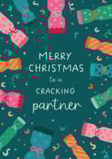 Classic Christmas Card - For A Cracking Partner - Crackers created by The Pattern Press