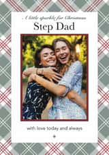 Personalised Christmas Photo Card created by Choo Choo - Classic Christmas Card - Step Dad - Tartan Frame