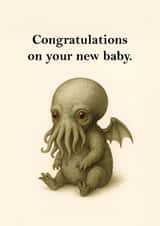Funny New Baby Card – Cute Cthulhu Monster Illustration - Geeky Dark Humour created by FUNTZ