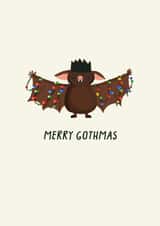 Cute Christmas Card - Merry Gothmas - Goth Bat created by URGHH Card Co.