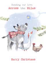 Classic Christmas Card - Across The Miles - Donkey, Goose And Hen created by Paper Shed Design