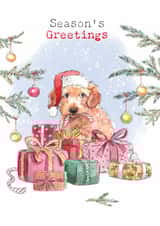 Classic Christmas Card - Season's Greetings - Dog With Presents created by Paper Shed Design