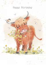 Cute Birthday Card - Highland Cow - Butterflies created by Paper Shed Design