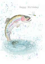 Classic Birthday Card - Jumping Trout - Fish created by Paper Shed Design