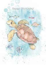 Cute Birthday Card - Sea Turtle - Fish created by Paper Shed Design