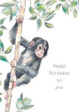 Cute Birthday Card - Chimpanzee - Tree created by Paper Shed Design