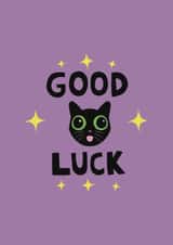 Cute Good Luck Card - Cat - Stars created by Pomelo Illustrations
