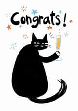 Cute Congratulations Card - Black Cat - Cheers created by StudiOllie