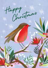 Classic Christmas Card - Happy Christmas - Festive Robin created by Laura Darrington Design Ltd.