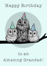 Cute Birthday Card - For Grandad - Owls created by Beth Higgins Art