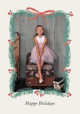 Personalised Christmas Photo Card created by AniSomi - Classic Christmas Card - Berries Garland - Happy Holidays