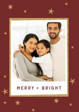 Personalised Christmas Photo Card created by AniSomi - Cute Star Sprinkled Holiday Photo Card - Merry & Bright - Glitter