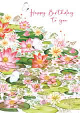 Traditional Birthday Card - Waterlilies - Butterflies created by Nigel Quiney