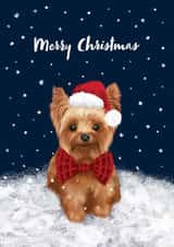 Cute Christmas Card - Yorkshire Terrier - Yorkie Dog created by Debbie Daley Illustrations