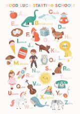Cute Good Luck Card - For First Day At School - Alphabet Learning created by THE PRINTED SQUARE STUDIO